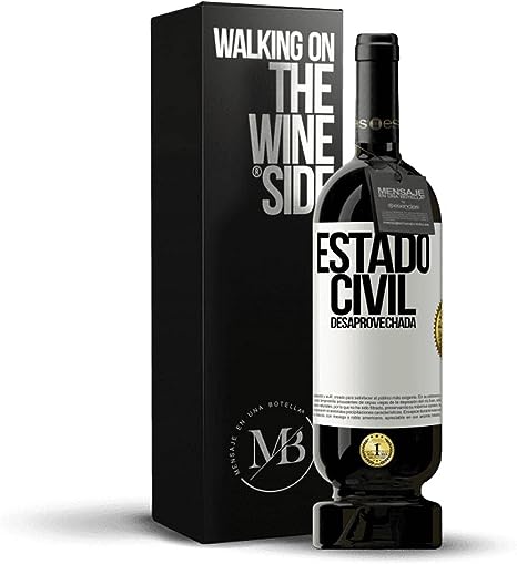 «Estado civil: desaprovechada» Mensaje en una Botella. Vino Tinto Premium Reserva 12 Meses MBS Martín Berasategui System + Gift Box. Etiqueta Blanca PERSONALIZABLE
