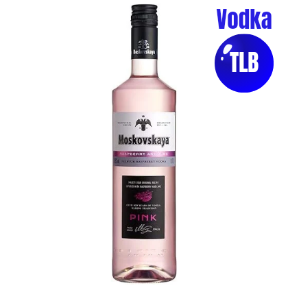 Moskovskaya Pink Vodka - Botella de vidrio de 70cl - 38% Vol. - Sabor a frambuesa y lima - Licor destilado con ingredientes naturales - Ideal para cócteles, chupitos o con hielo - Fabricado en EU
