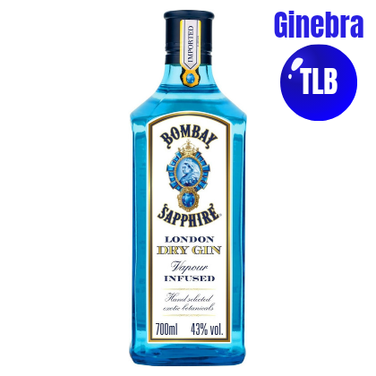 Bombay Sapphire Premium Distilled London Dry Gin, Ginebra Infusionada al vapor con 10 botánicos exóticos seleccionados a mano, 43 % vol., 70 cl / 700 ml
