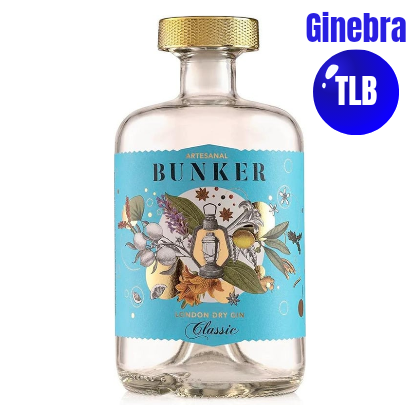 Bunker Distillery - Ginebra Classic Botella 70cl - Alcohol 40% Vol - London Dry Gin - 100% Artesanal - Premium - Coctelería - Aromática - Natural - 2º Mejor Ginebra 2023
