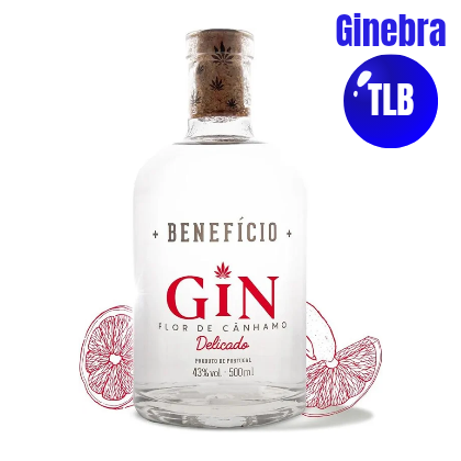 Benefício Gin Delicado ‎Flor de Cáñamo, Ginebra Premium con 9 botánicos, 500ml, 43º
